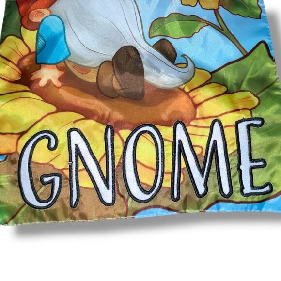 No Place Like Gnome Meadow Creek 3D Garden Flag 18" Sunflower Housewarming Gift - Picture 3 of 13
